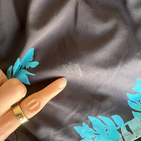 eShakti Sz L Custom Blue Green Floral Black Maxi Wrap Dress Bloomcore Boho - Picture 11 of 16